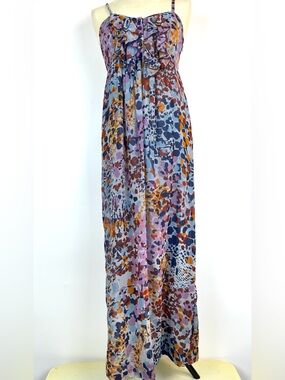 kensie Colorful Print Dress in Light Blue, Lavender, Rust, and Pink